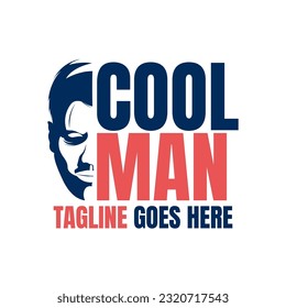cool man logo design in blue and red color. vector illustration