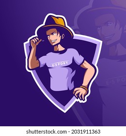 Cool Man mascot logo illustration for esport profile or avatar