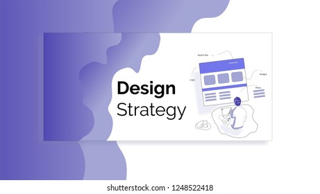 Cool man sitting and working for web and UX design, agile system for web and technology business. Useful for web banner and ad or presentation. 