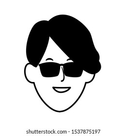cool man with sunglasses icon over white background, vector illustration