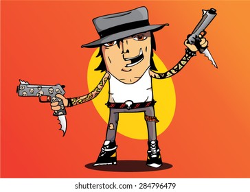 cool man with two guns