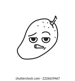 Cool mango color line icon. Mascot of emotions. Pictogram for web page, mobile app, promo.