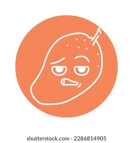 Cool mango color line icon. Mascot of emotions. Pictogram for web page, mobile app, promo.