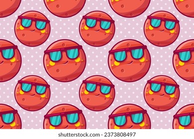 cool mars planet character seamless pattern vector illustration 