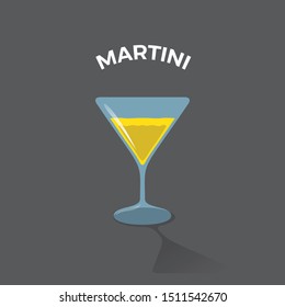 cool martini vector flat design illustration