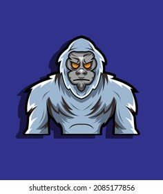 a cool mascot yeti with blue background