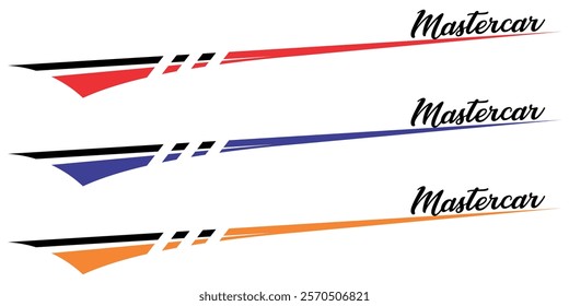 Cool MASTERCAR text vector and variation line desai, sticker print design.