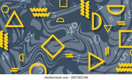 Papel mural de estilo Cool math memphis. Diseño exótico moderno para la decoración de blogs, banner, afiche, papel de envoltura, cubierta, impresión, decoración interior y otros usuarios. Vector. 