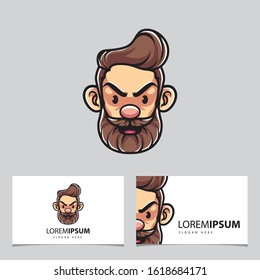 Cool Mature Man Mascot Logo Name Card Template