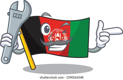 Cool Mechanic flag afghanistan Scroll cartoon character design