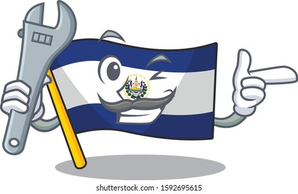 Cool Mechanic flag el salvador Scroll cartoon character design