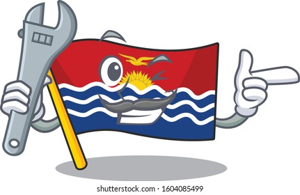 Cool Mechanic flag kiribati Scroll cartoon character design