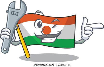 Cool Mechanic flag niger Scroll cartoon character design