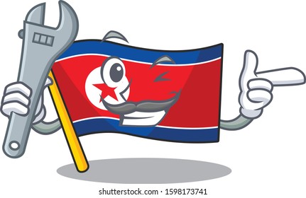 Cool Mechanic flag north korea Scroll cartoon character design