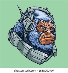 cool mechanical monkey design illustration