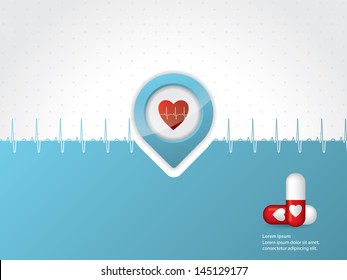 Cool medical background design with symbols and pills