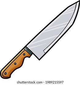 Küchenmittelmesser für den Küchenchef im Doodle-Stil