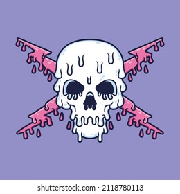 Cool melting skull cartoon. Skull vector icon illustration, isolated on premium vector