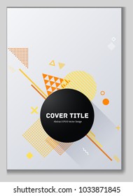 Cool memphis neo pattern with white orange, red and yellow geometrical shapes. Minimalistic front page theme. Colorful memphis neo style design for business purpose.