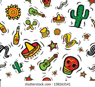 Cool Mexican Stuff Seamless Pattern