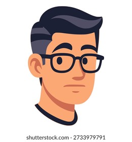 cool middle age man wearing glasses face profile avatar flat color vector illustration template design