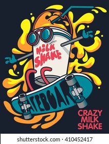 cool milkshake skater vector design