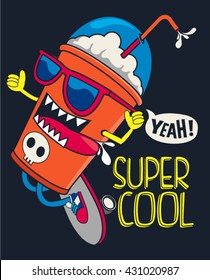 cool milkshake skater vector design