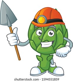 Cool Miner artichoke cartoon character design style