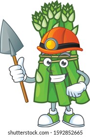 Cool Miner asparagus cartoon character design style