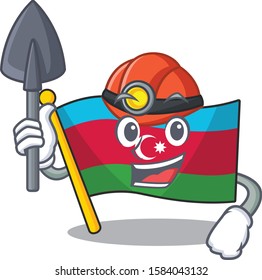 Cool Miner flag azerbaijan of cartoon mascot style
