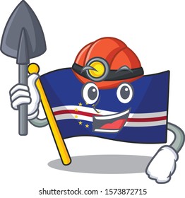 Cool Miner flag cape verde of cartoon mascot style