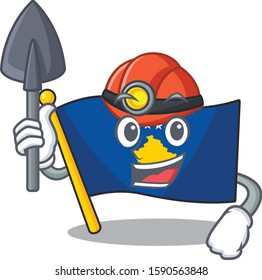 Cool Miner flag kosovo of cartoon mascot style