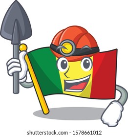 Cool Miner flag mali of cartoon mascot style