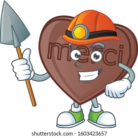 Cool Miner one bite love chocolate cartoon character design style