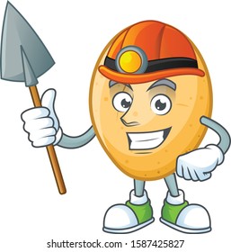 Cool Miner potato cartoon character design style