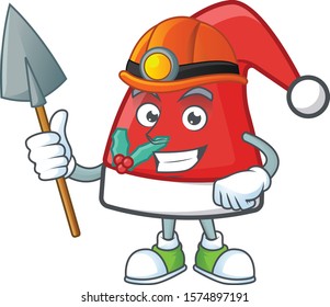 Cool Miner santa claus hat cartoon mascot design style