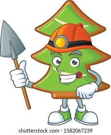 Cool Miner trees cookies cartoon mascot design style
