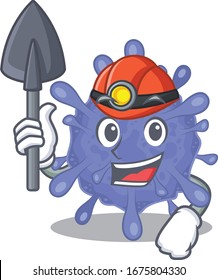 Cool Miner-Mitarbeiter von Biorisk viruscorona Zeichentrickfilm-Design