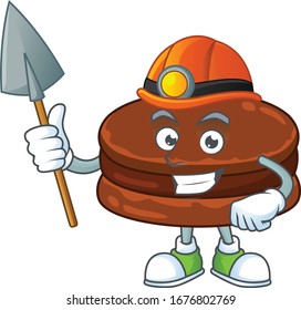 Cool miner worker of chocolate alfajor cartoon design concept