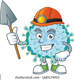 Cool miner worker of coronavirus illness cartoon design concept