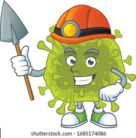 Cool miner worker of coronavirus spread cartoon design concept