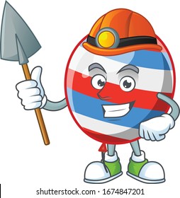 Cool miner worker of independence day balloon cartoon design concept