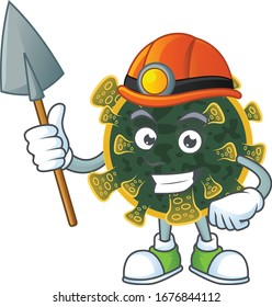 Cool miner worker of new coronavirus cartoon design concept