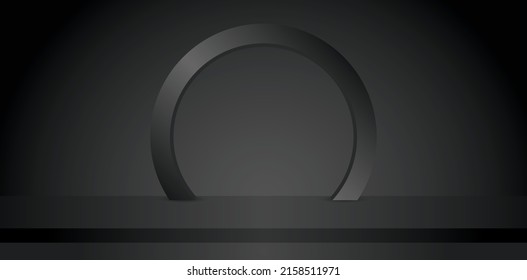 fondo de arco de círculo negro mínimo fresco con vector de ilustración 3d