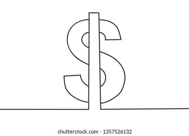 Cool minimal continuous line dollar symbol design vector