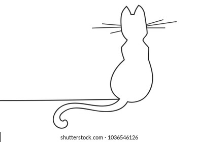 Cool minimal continuous line dreamy cat design vector