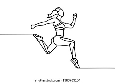 Cool minimal continuous line fitness woman power design vector