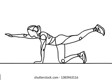 Cool minimal continuous line fitness woman power design vector