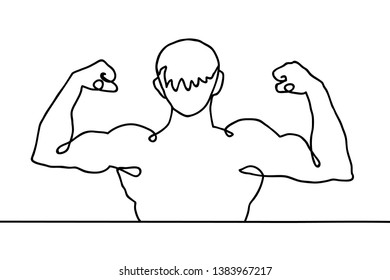 Cool minimal continuous line fitness man design vector