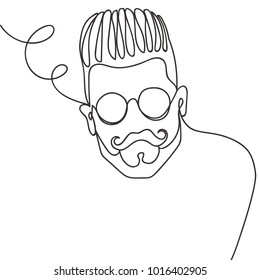 Cool minimal continuous line hipster design vector